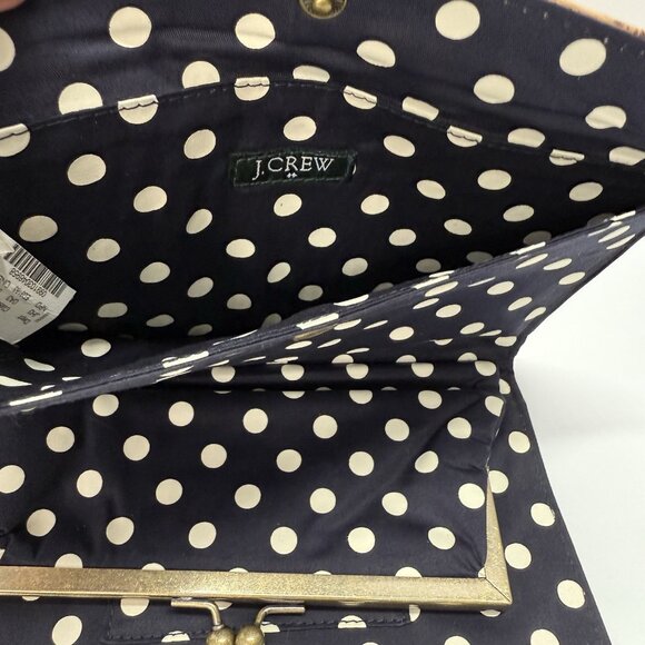 J. Crew Cork Envelope Clutch Purse Handbag Polka Dot Lining Preppy Beach Classic - Picture 6 of 11